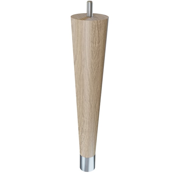 Designs Of Distinction 9" Round Tapered Leg with bolt and 1" Brushed Aluminum Ferrule - White Oak 01240009WKBA6 - main
